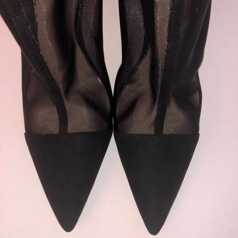 Zara Black Mesh Pointed Toe High Heel Ankle Boots. - Picture 3 of 14